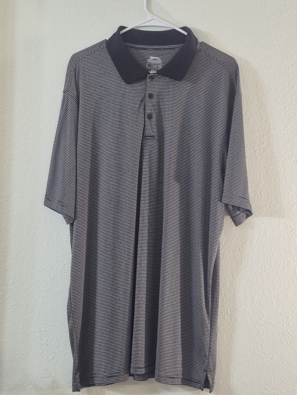 Slazenger Men's Black & White Microstripe Polo